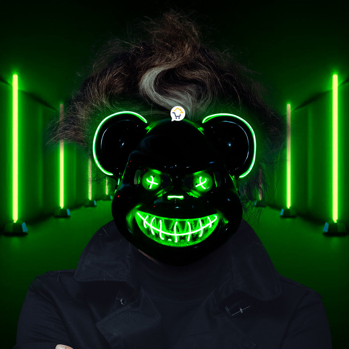 Máscara neon oso asesino disfraz