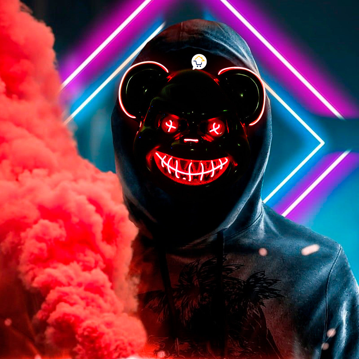 Máscara neon oso asesino disfraz