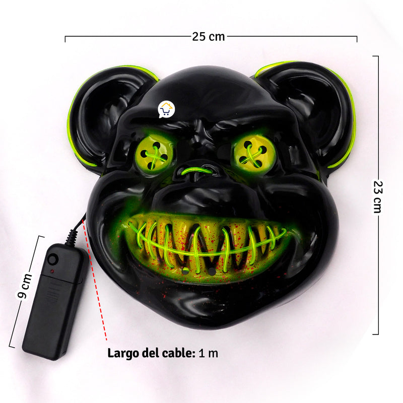 Máscara neon oso asesino disfraz