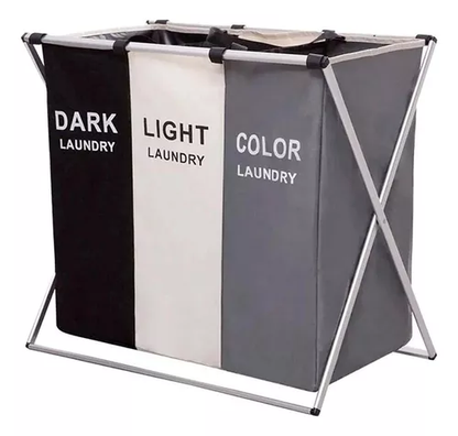 Cesto triple plegable para ropa sucia
