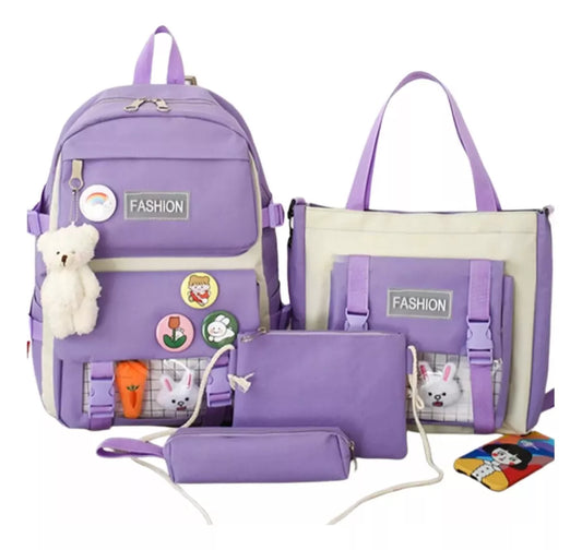 Mochila Escolar 4 en 1 con Accesorios