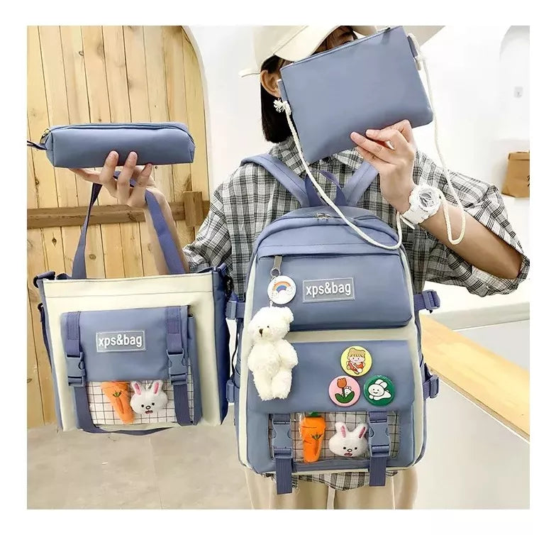 Mochila Escolar 4 en 1 con Accesorios