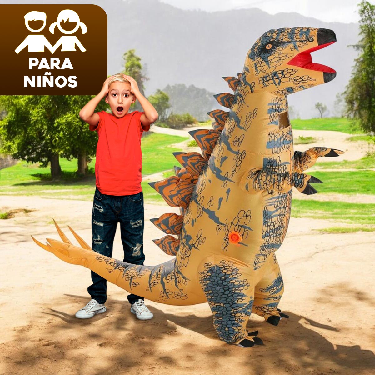 NIÑO - Disfraz Inflable de Dinosaurio Estegosaurio