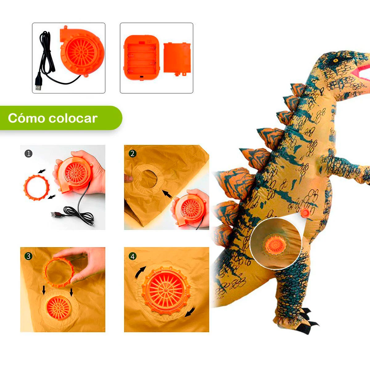 NIÑO - Disfraz Inflable de Dinosaurio Estegosaurio