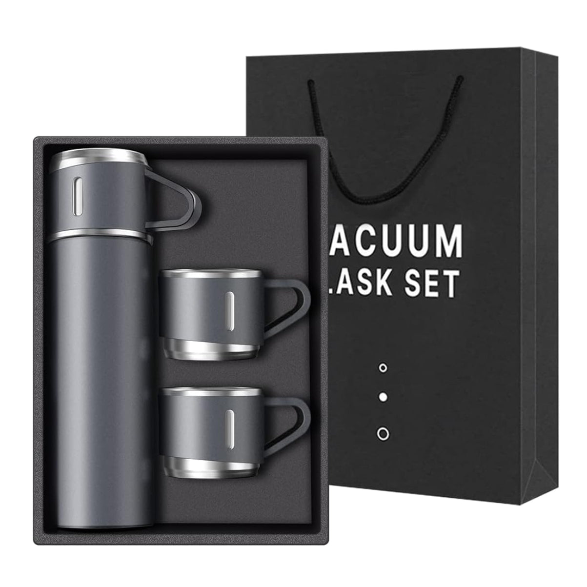 Set de Termo en acero inoxidable + 3 tazas