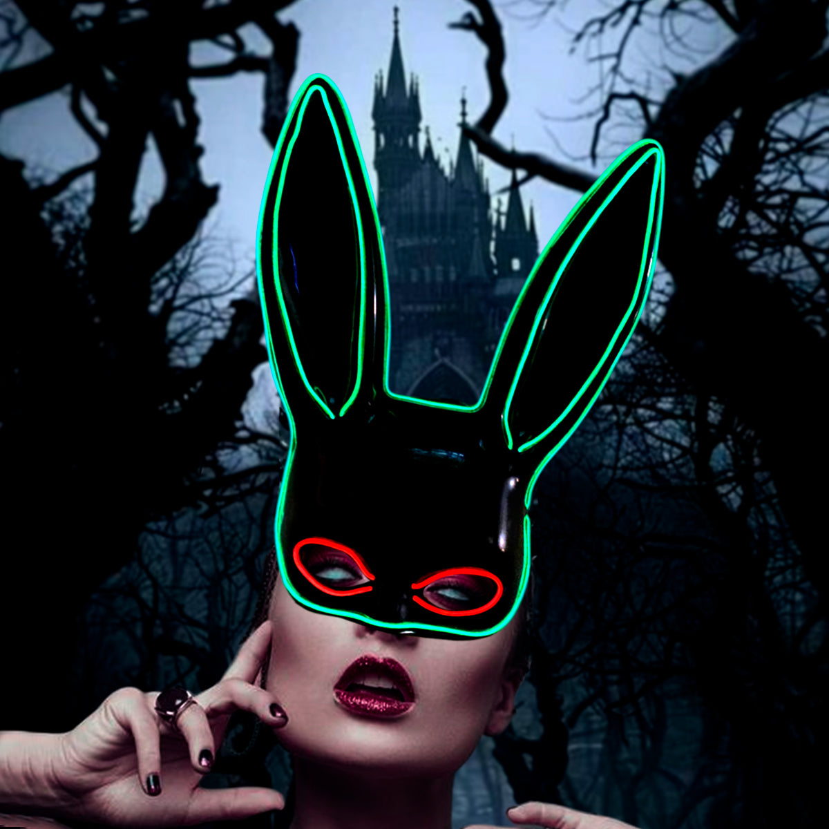 Mascara LED Conejo Media Cara