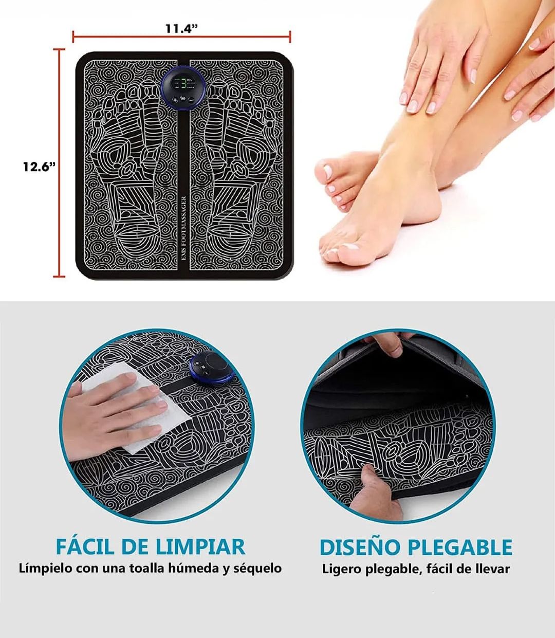 Masajeador de Pies EMS Portátil y Recargable