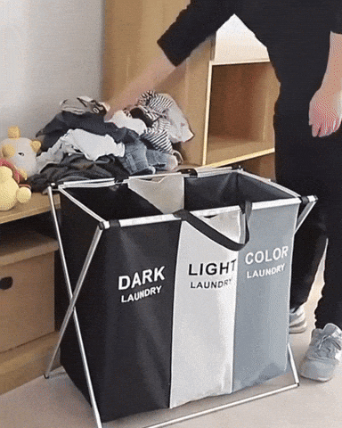 Cesto triple plegable para ropa sucia